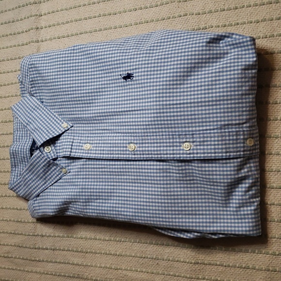 Ralph Lauren baby blue/white mini "blake" button down long sleeve large - Picture 1 of 4